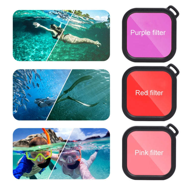 45m Waterproof Case + Touch Back Cover + Purple Red Pink Lens Filter for GoPro HERO8 Black, Case ...