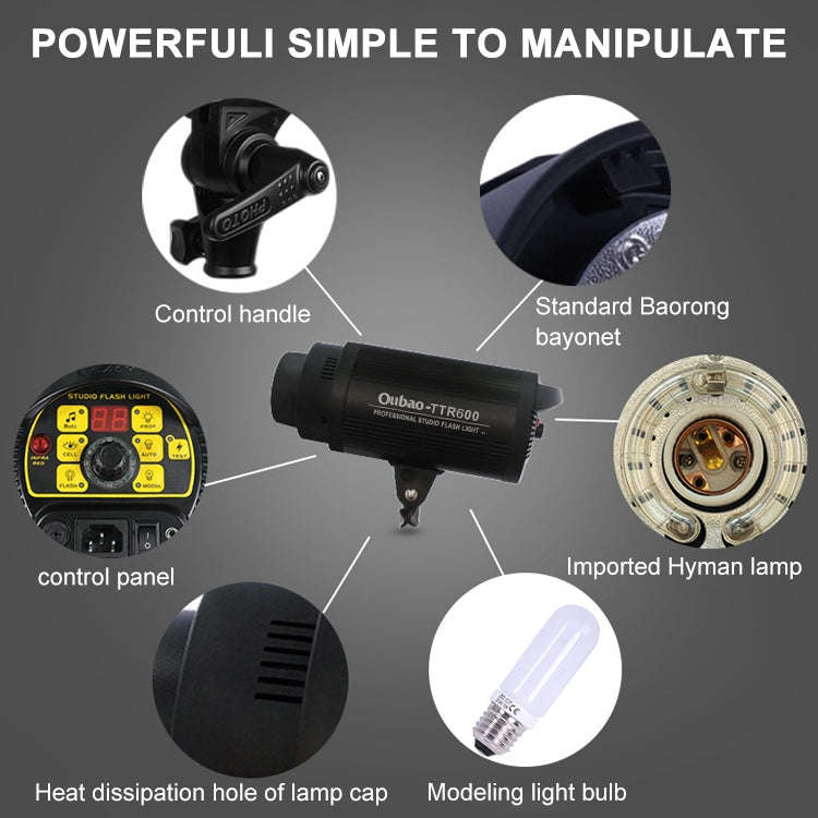 TRIOPO Oubao TTR600W Studio Flash with E27 150W Light Bulb
