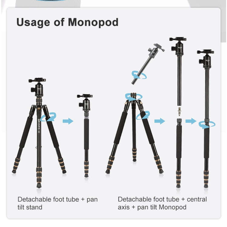 TRIOPO 554 Adjustable Portable  Aluminum Alloy Tripod with D-2A Ball Head for SLR Camera, 554