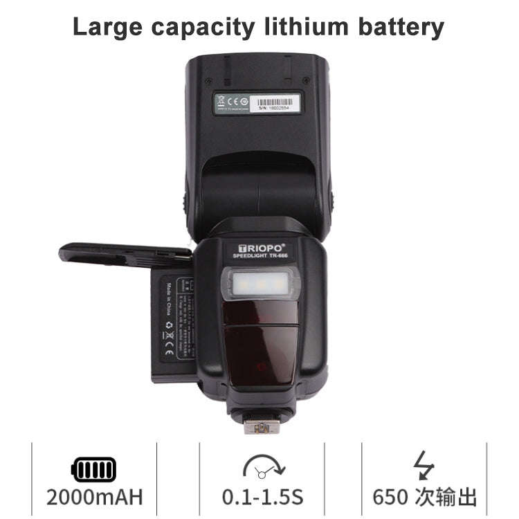 Triopo TR-666 2000mAh 2.4G Wireless Dual TTL Mode Flash Speedlite for Canon / Nikon DSLR Cameras,...
