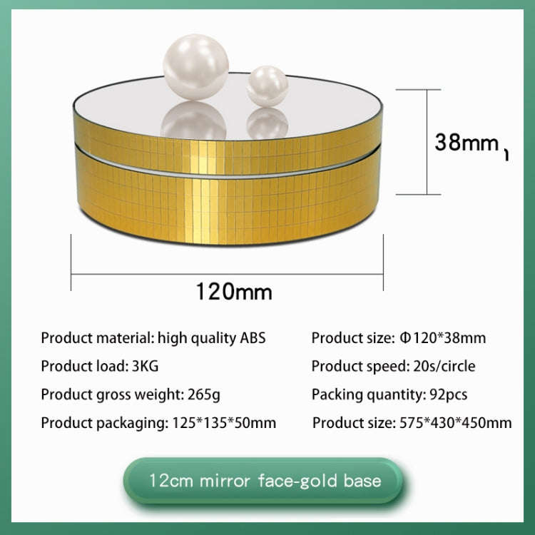 12cm 360 Degree Rotating Turntable Mirror Electric Display Stand Video Shooting Props Turntable, ...