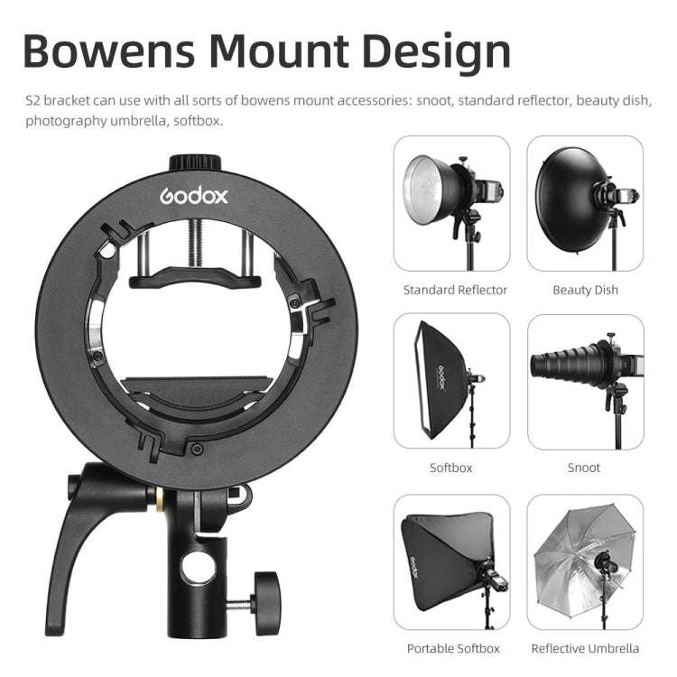 Godox S2 Speedlite S-Type Bracket Bowens Mount Flash S-type Holder Bracket