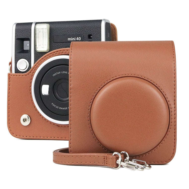 Full Body Camera Retro PU Leather Case Bag with Strap for FUJIFILM instax mini 40, For FUJIFILM i...