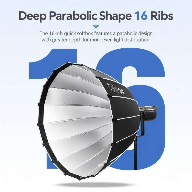 TRIOPO KP2-90 90cm Speedlite Flash Deep Parabolic Softbox Bowens Mount Diffuser, KP2-90