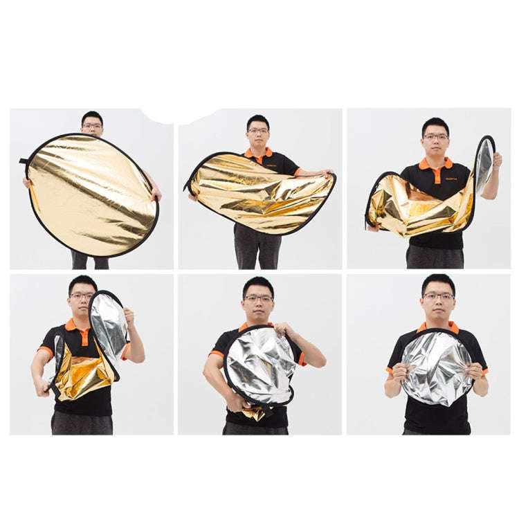 Godox FT01 2 in 1 Gold / Silver Oval Folding Reflector Board, Size: 90 x 120cm, 2 in 1 90 x 120cm