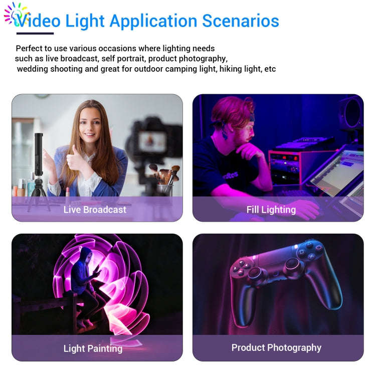 LUXCeO P100 RGB Photo Video Light Stick Handheld Fill Light with Remote Control & Grid Softbox, P...