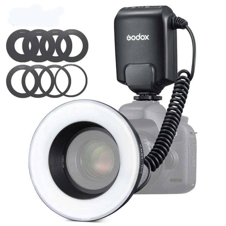 Godox ML-150II On-camera Macro Ring Flash Light with 8 Different Size Adapter Rings, ML-150II