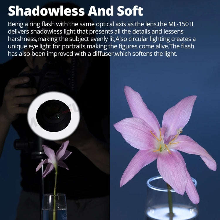 Godox ML-150II On-camera Macro Ring Flash Light with 8 Different Size Adapter Rings, ML-150II