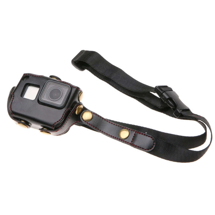 For GoPro HERO7 Black /6 /5  PU Leather Housing Case with Neck Strap & Buttons, PU Leather (Brown...