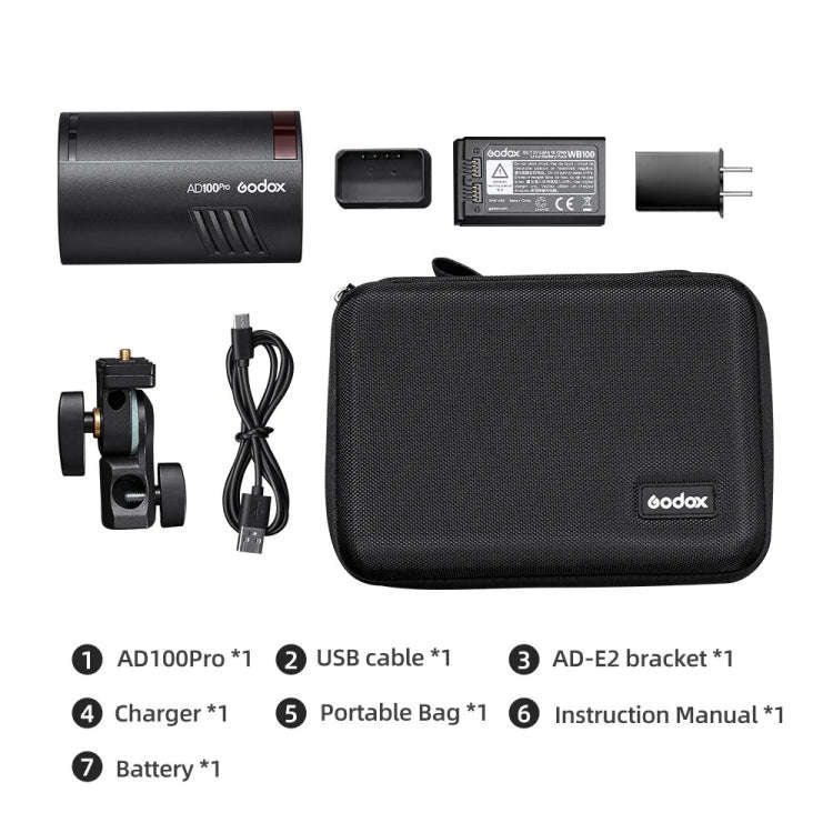 Godox AD100Pro 100Ws Pocket Flash Outdoor Speedlite Light ​Kits