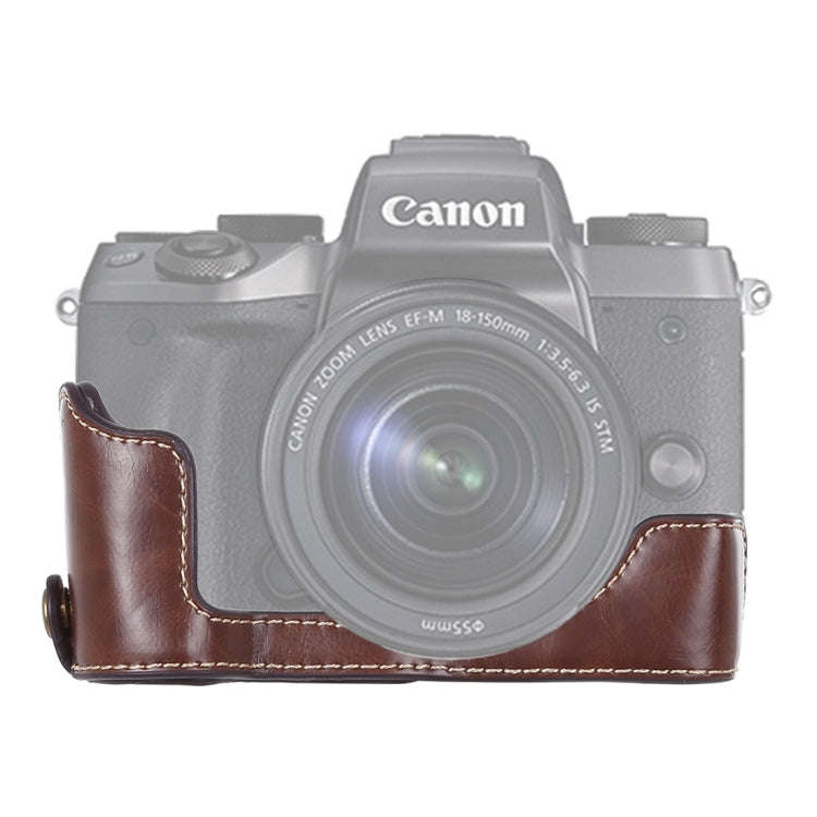 1/4 inch Thread PU Leather Camera Half Case Base for Canon EOS M5, For Canon M5
