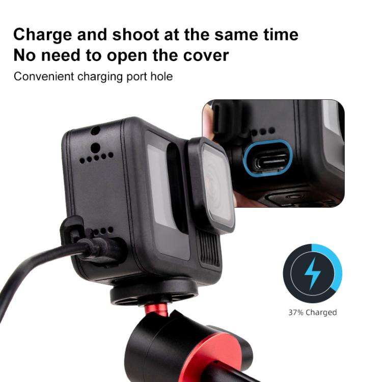 PULUZ ABS Plastic Battery Side Interface Cover with Silicone Plug for GoPro HERO13 Black /12 Blac...