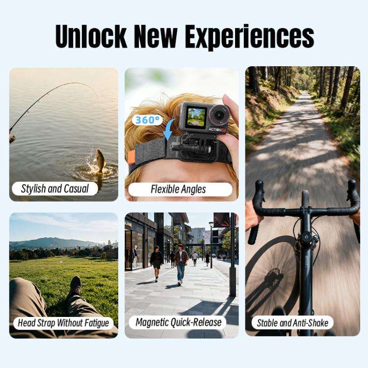 STARTRC Adjustable Head Strap Magnetic Eco-friendly Vlog POV Mount Belt for GoPro, Insta360, DJI ...