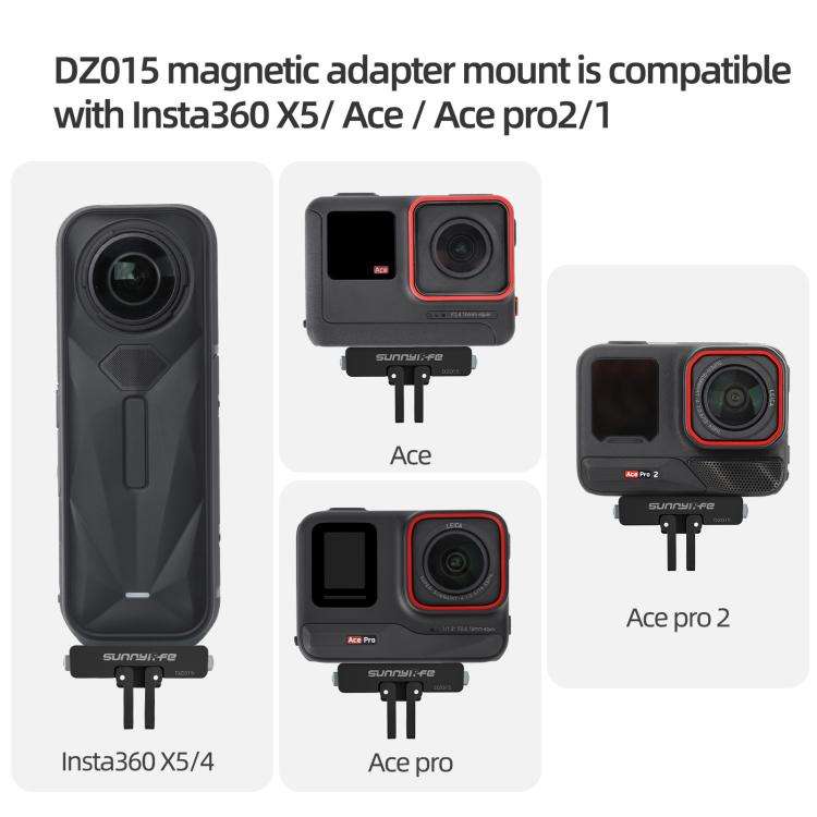 For Insta360 X5 / X4 Sunnylife L-Type Vertical-Horizontal Magnetic Mount with DZ015 Magnetic Adap...