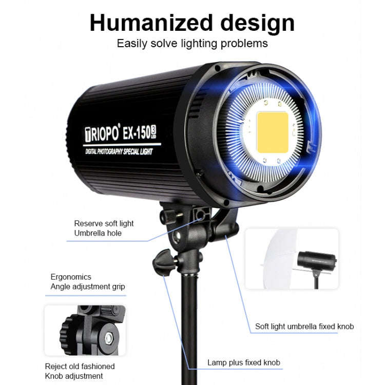 TRIOPO EX-150W Studio Flash Built-in Dissipate Heat System with EX-150III LED Single Light, EX-150W