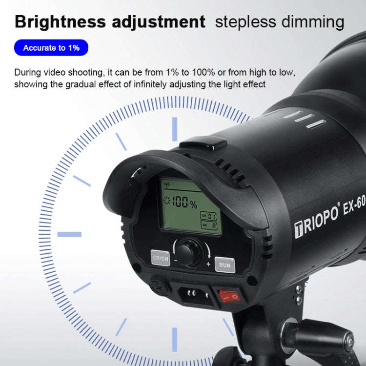 TRIOPO EX-60W Studio Flash Built-in Dissipate Heat System with EX-60III LED Single Light, EX-60W