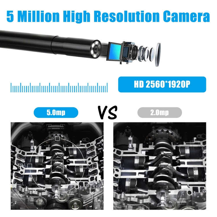 F220 5.5mm HD 5.0MP WIFI Endoscope Inspection Camera with 6 LEDs, Length: 2m, Length: 2m