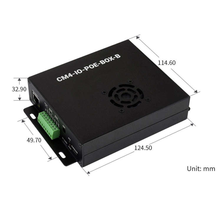 Waveshare PoE Mini-Computer Type B Base Box with Metal Case & Cooling Fan for Raspberry Pi CM4