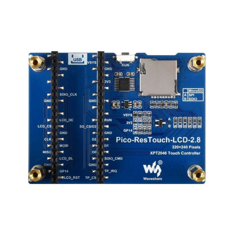 WAVESHARE 2.8 inch 262K Colors 320 x 240 Pixel Touch Display Module for Raspberry Pi Pico, SPI In...