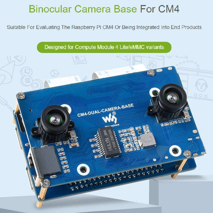 Waveshare Binocular Camera Base Board with Interface Expander for Raspberry Pi Compute Module 4