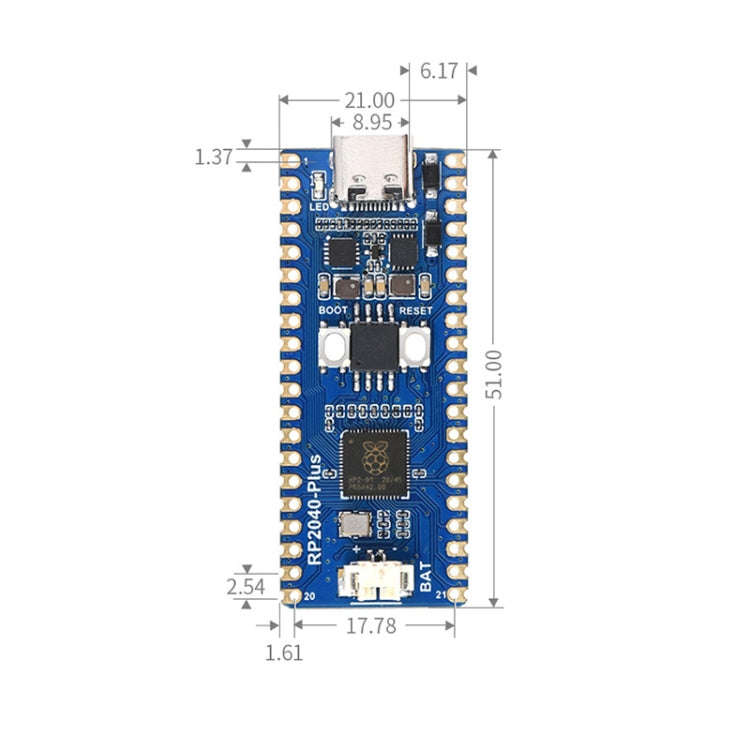 Waveshare RP2040-Plus Pico-like MCU Board Based on Raspberry Pi MCU RP2040, without Pinheader, RP...