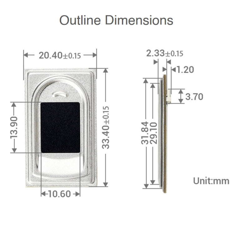 Waveshare UART Rectangle-shaped All-in-One Capacitive Fingerprint Sensor (E), Cortex Processor