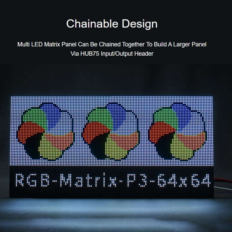 Waveshare RGB Full-Color LED Matrix Panel, 3mm Pitch, 64 x 64 Pixels, Adjustable Brightness, 22100