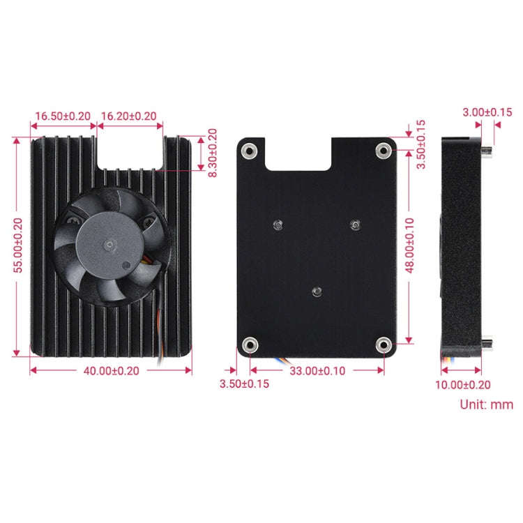 Waveshare Dedicated All-in-One 3007 Cooling Fan for Raspberry Pi CM4, Speed Adjustable, with Ther...