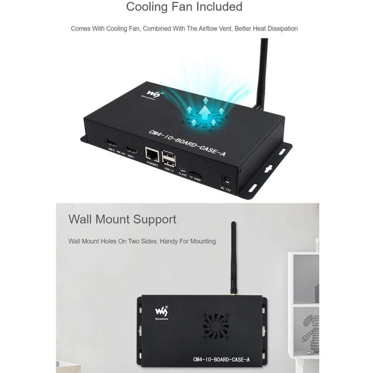 Waveshare Metal Box A for Raspberry Pi CM4 IO Board, with Cooling Fan