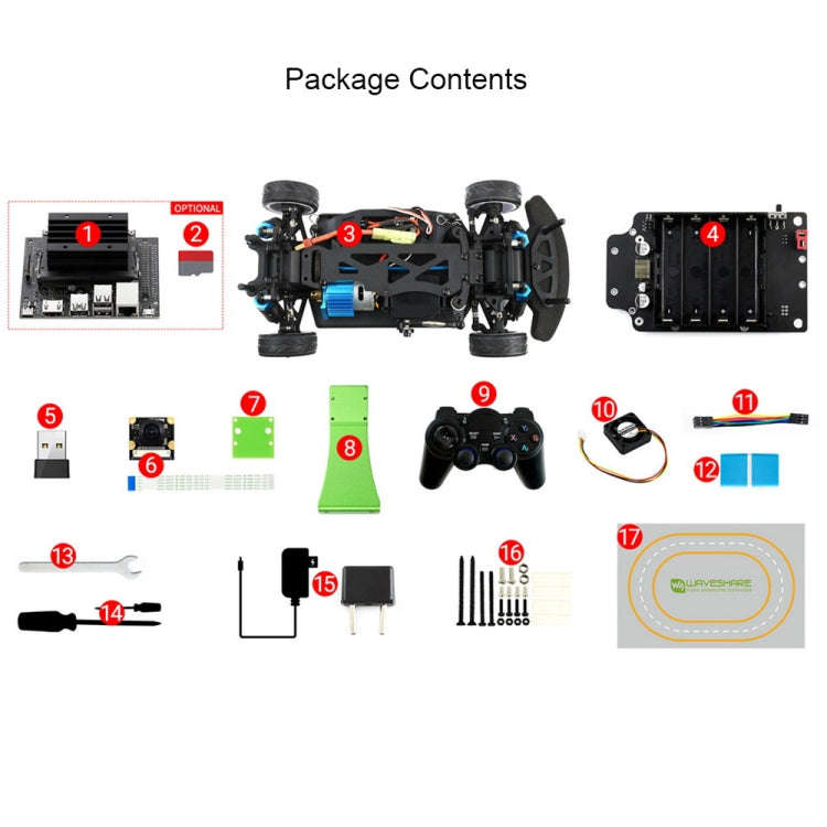 Waveshare JetRacer Pro 2GB AI Kit, High Speed AI Racing Robot Powered by Jetson Nano 2GB, Pro Ver...