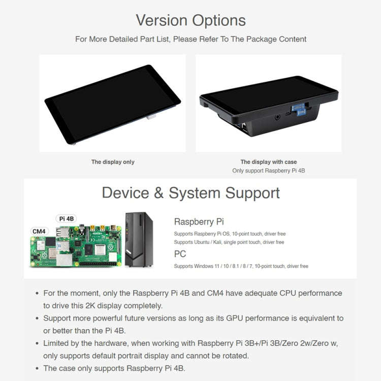 Waveshare 5.5 inch 1440 x 2560 2K Capacitive Touch LCD Display IPS Screen for Raspberry Pi , HDMI...
