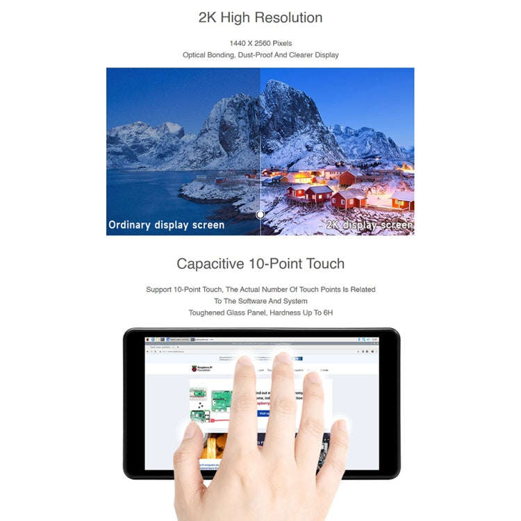 Waveshare 5.5 inch 1440 x 2560 2K Capacitive Touch LCD Display IPS Screen for Raspberry Pi , HDMI...