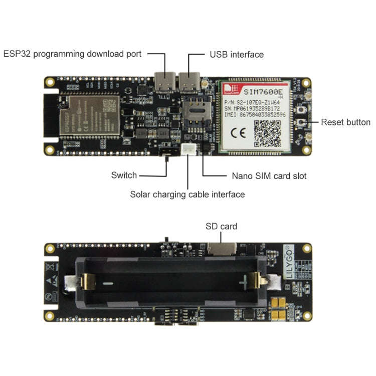 TTGO T-SIM7600E-H ESP32 WiFi Bluetooth 18560 Battery Holder Solar Charge Module Development Board...