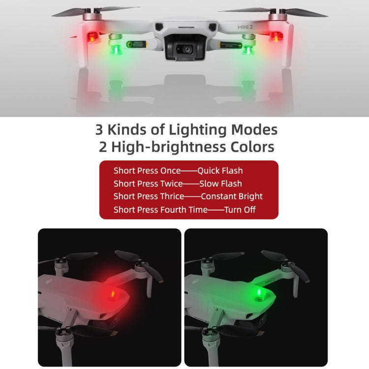 Sunnylife 2-Green + 2-Red Night Strobe LED Light Indicator Light for DJI Mavic 2 / Mini / Mavic A...