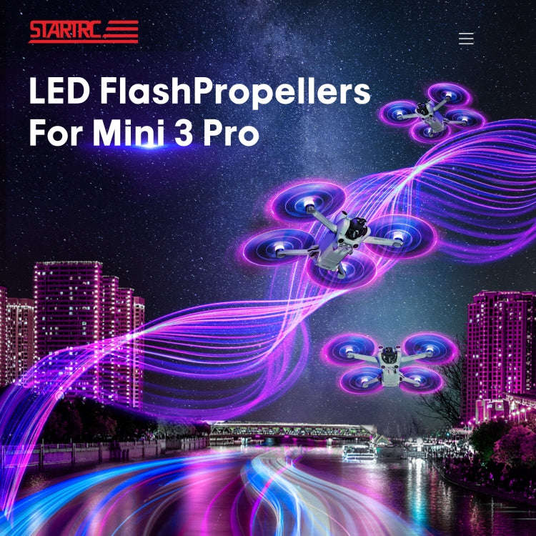 For DJI Mini 4 Pro / Mavic Mini 3 Pro STARTRC 2 Pairs Color LED Flash Lamp Low Noise Propellers, ...