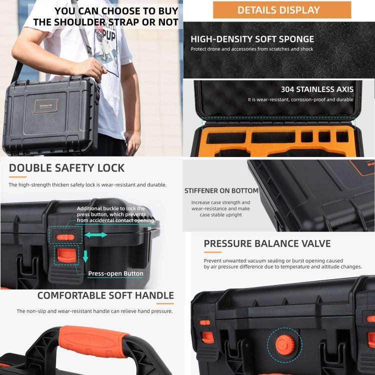 For DJI Mini 4 Pro Sunnylife Safety Carrying Case Waterproof Shock-proof Hard Travel Case, For DJ...