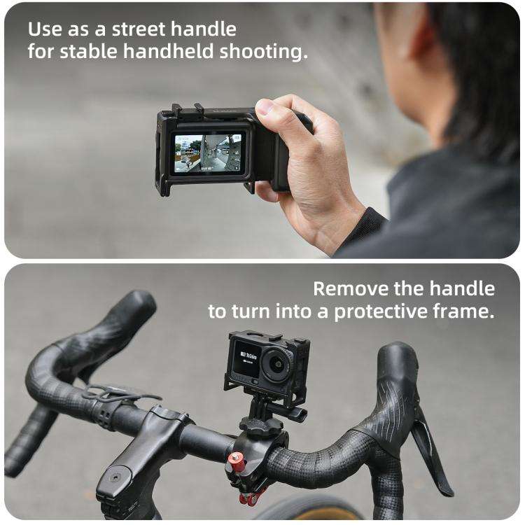 For DJI Action 6 Sunnylife 2-in-1 Detachable Protective Frame & Street Photography Handle Ergonom...