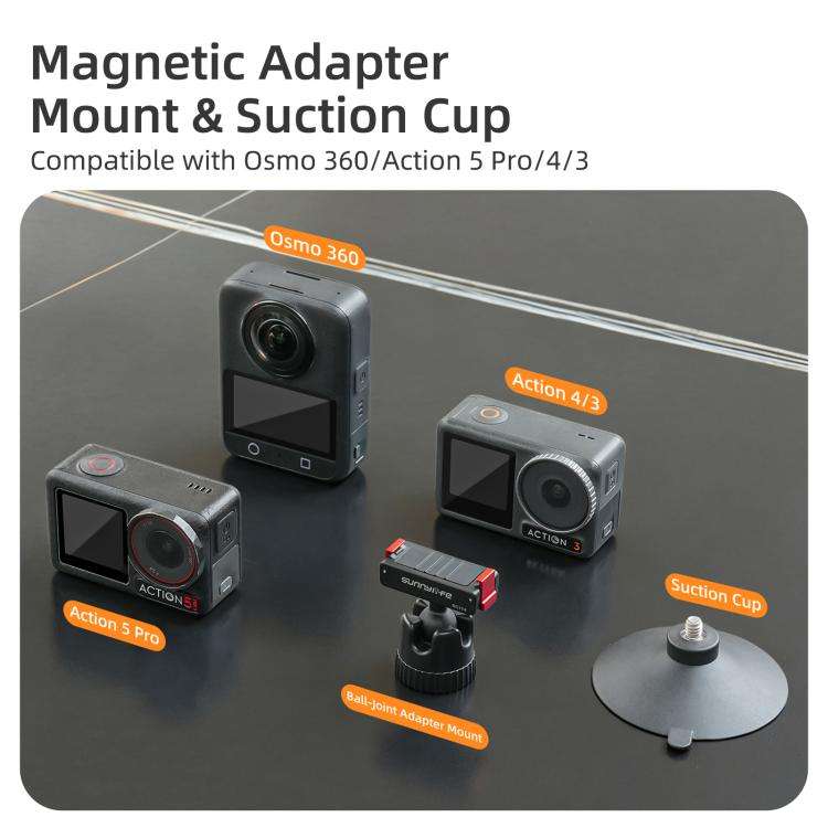 Sunnylife Magnetic Quick-Release Ball-Joint Adapter Mount 360 Rotatable Suction Cup Bracket For D...