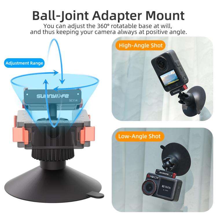 Sunnylife Magnetic Quick-Release Ball-Joint Adapter Mount 360 Rotatable Suction Cup Bracket For D...