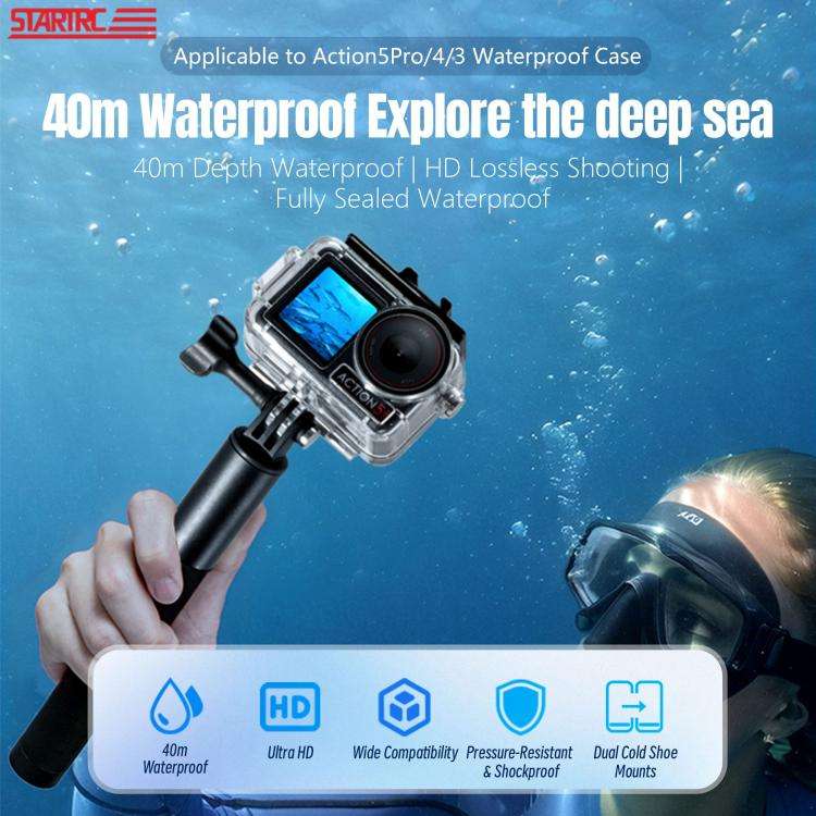 For DJI Osmo Action 5 Pro / 3 / 4 STARTRC 40m Underwater Waterproof Housing Diving Case, For DJI ...