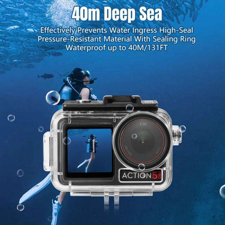 For DJI Osmo Action 5 Pro / 3 / 4 STARTRC 40m Underwater Waterproof Housing Diving Case, For DJI ...