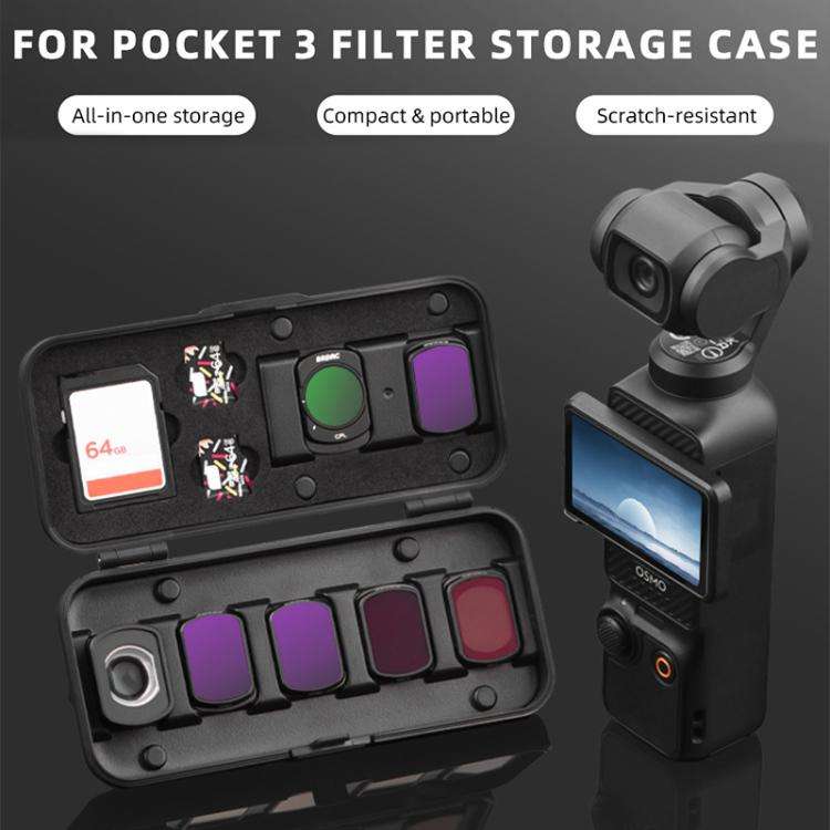 BRDRC Storage Case for DJI Osmo Pocket 3 Filter, TF/SD Card, Wide-Angle & Macro Lens Organizer, F...