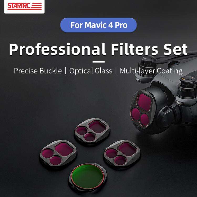 For DJI Mavic 4 Pro STARTRC 4 in 1 CPL ND8 ND32 ND64 Lens Filter Kit, CPL ND8 ND32 ND64