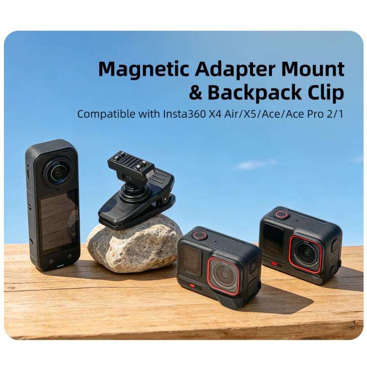 Sunnylife Magnetic Quick-Release Backpack Clip Action Camera Clamp Vertical-Horizontal Mount for ...