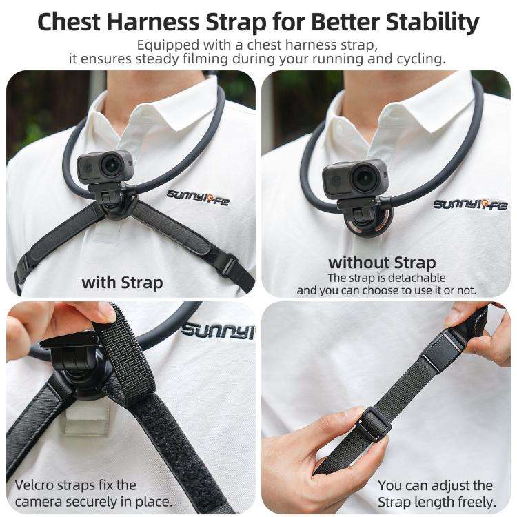 For DJI Osmo Nano / Action 6 Sunnylife Dual-Direction Magnetic Quick-Release Neck Mount Adjustabl...