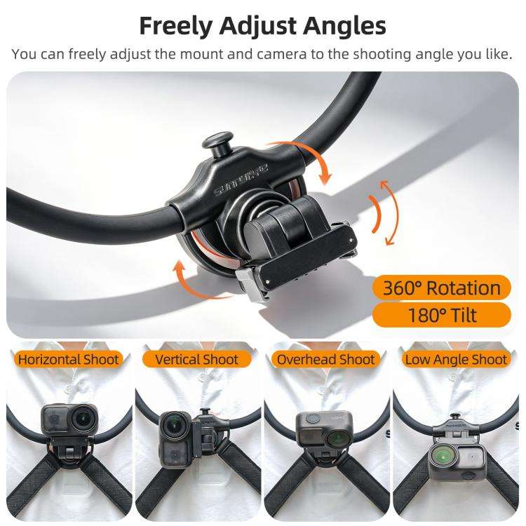 For DJI Osmo Nano / Action 6 Sunnylife Dual-Direction Magnetic Quick-Release Neck Mount Adjustabl...