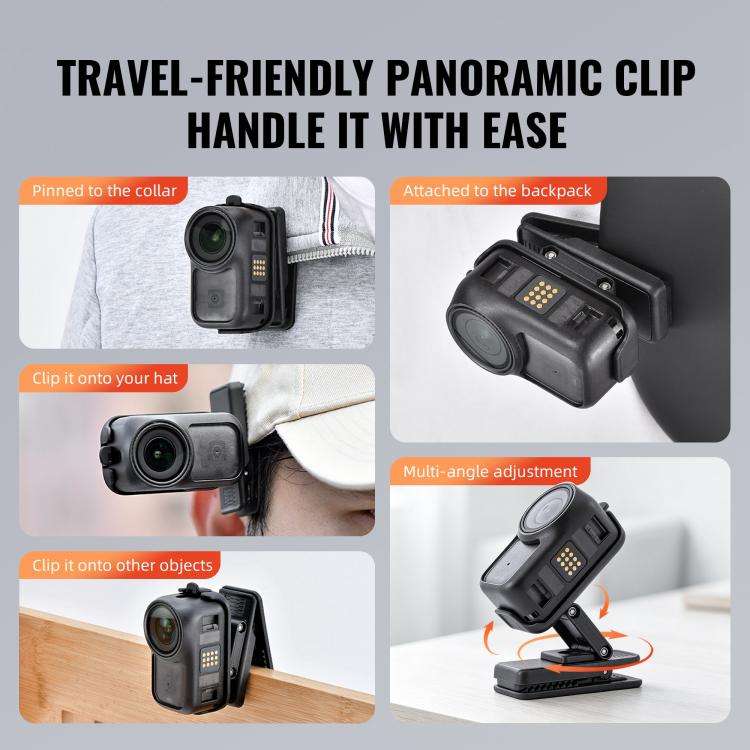 For DJI Osmo Nano STARTRC Backpack Clip Adjustable Action Camera Clamp Quick-Release Mount, Backp...