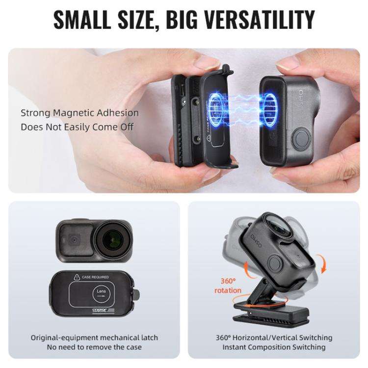 For DJI Osmo Nano STARTRC Backpack Clip Adjustable Action Camera Clamp Quick-Release Mount, Backp...
