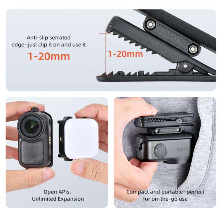 For DJI Osmo Nano STARTRC Backpack Clip Adjustable Action Camera Clamp Quick-Release Mount, Backp...