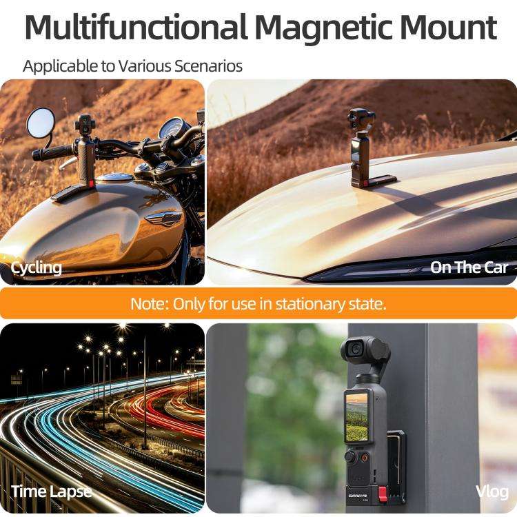 For DJI Osmo Pocket 4P Sunnylife Quick-Release Magnetic Mount Tabletop Base Bracket Angles Adjust...